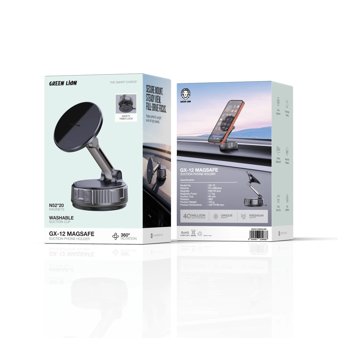 Green Lion GX-12 MagSafe Suction Phone Holder - Black 4