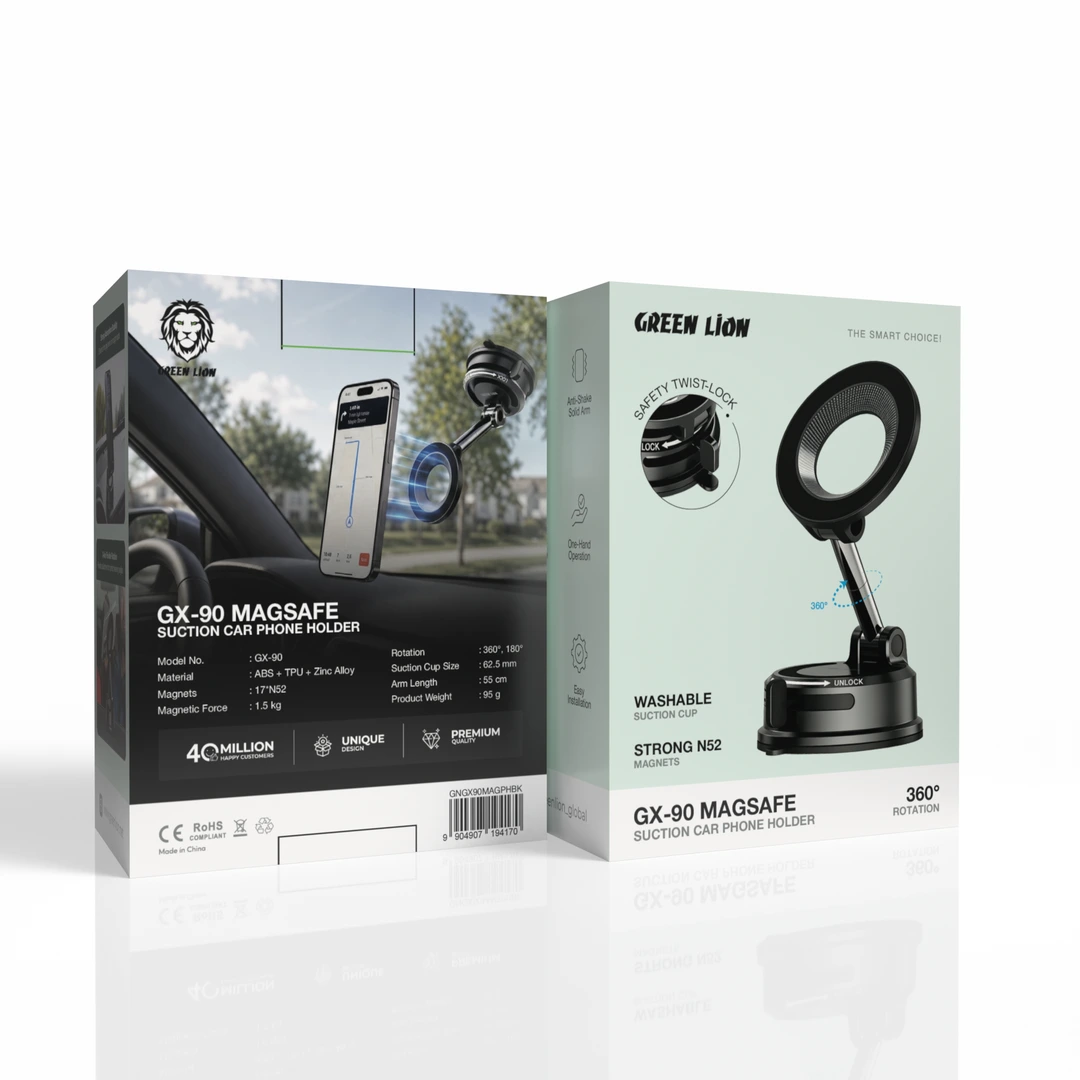 Green Lion GX-90 MagSafe Suction Car Phone Holder - Black 5