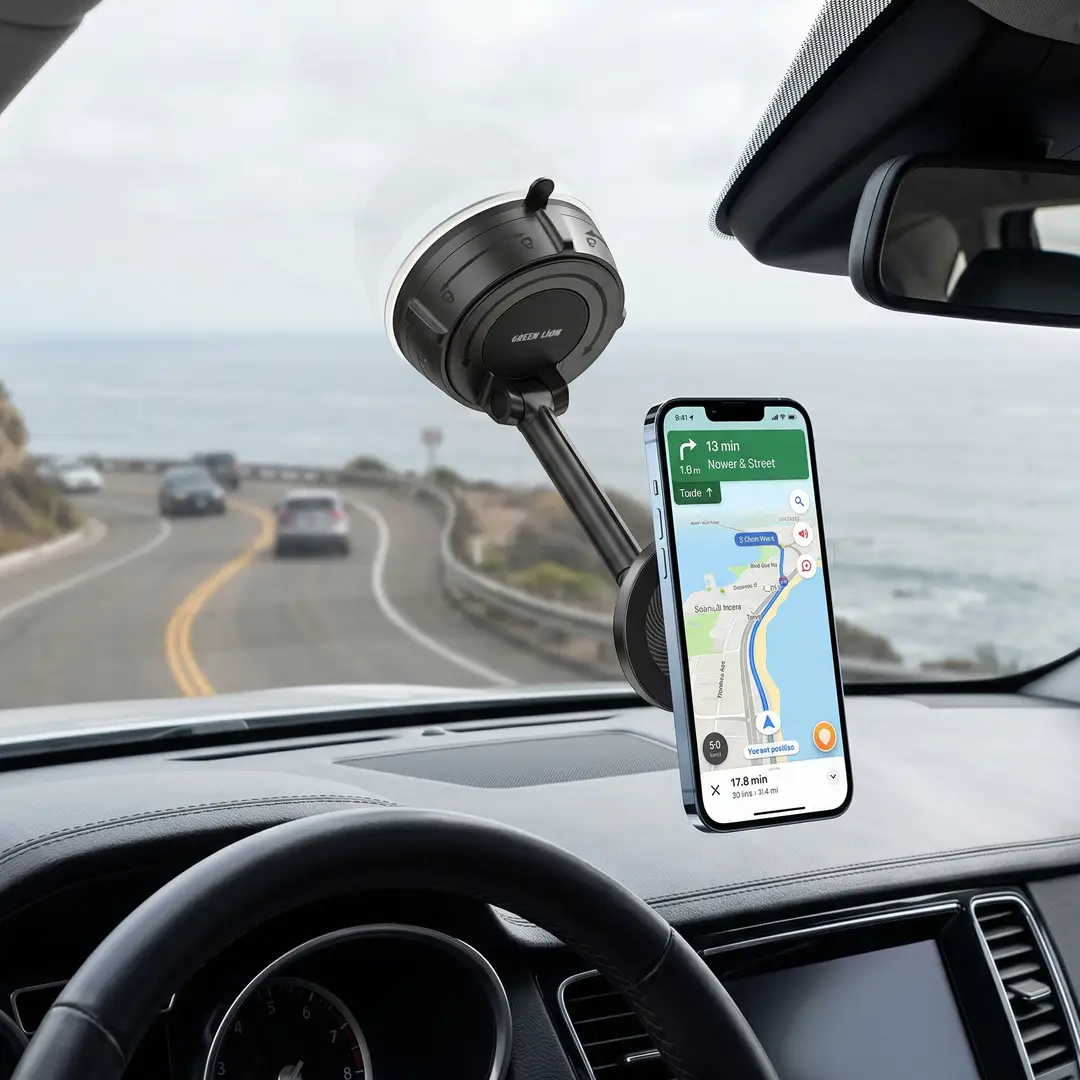 Green Lion GX-92 MagSafe Suction Car Phone Holder - Black 2