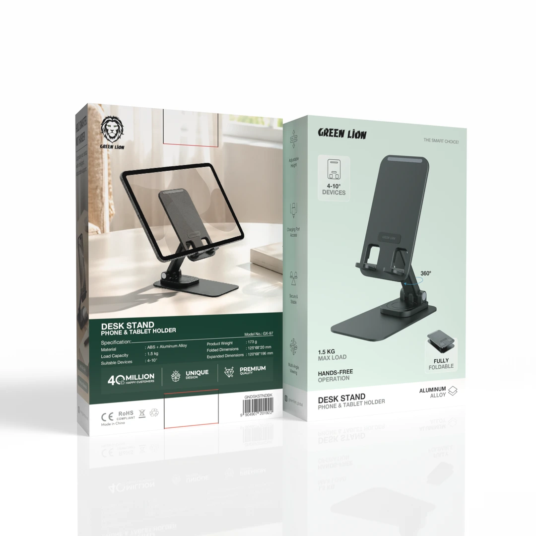 Green Lion Desk Stand Phone & Tablet Holder - Black 3