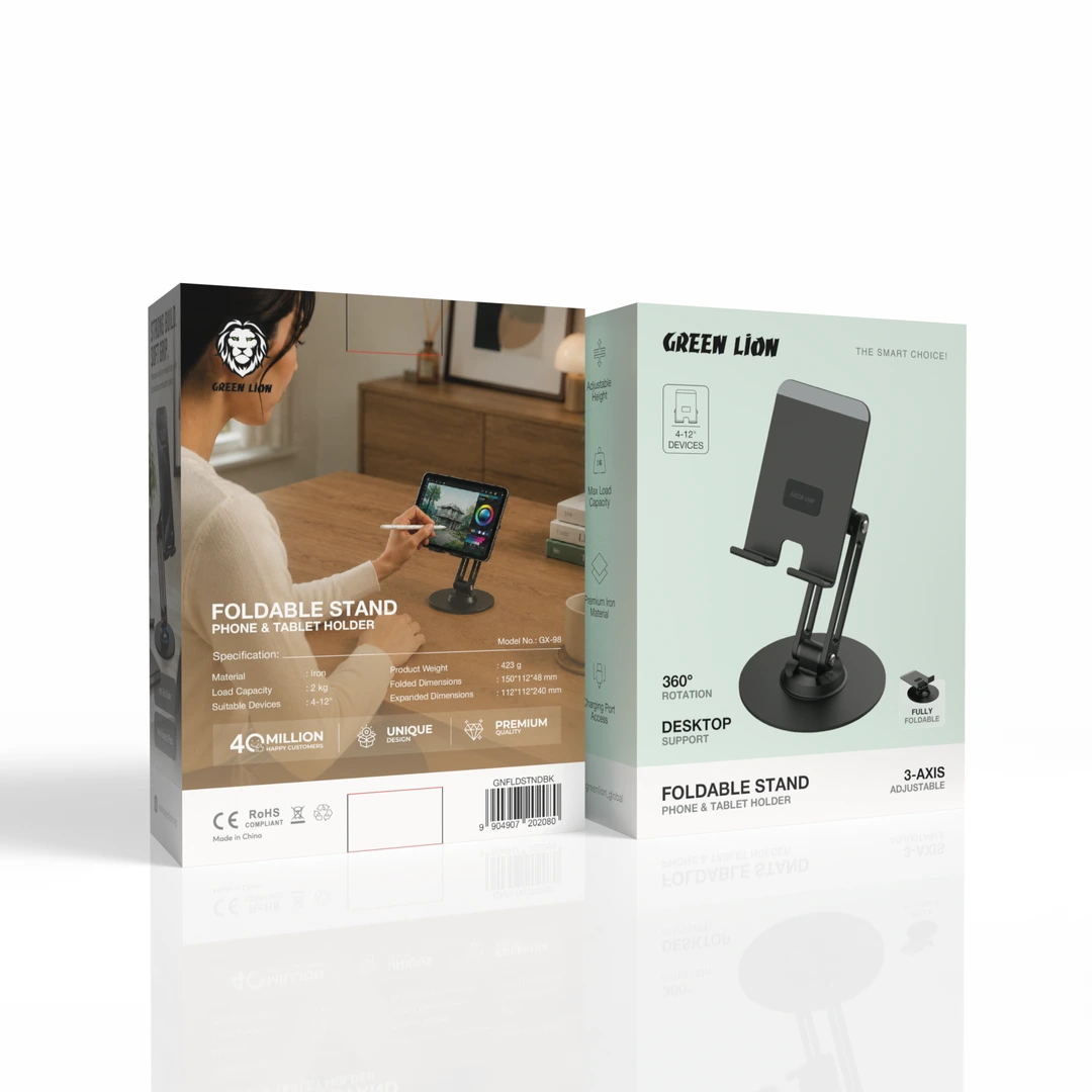 Green Lion Foldable Stand Phone & Tablet Holder - Black 4