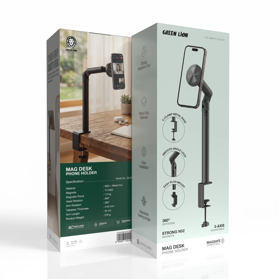 Green Lion MagSafe 360° Desk Phone Holder - Black 3
