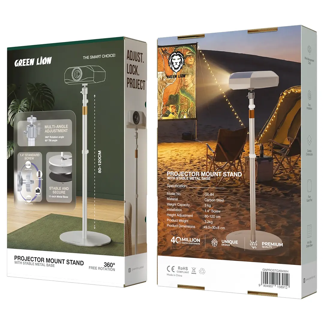 Green Lion Projector Mount Stand with Metal Base - White 4