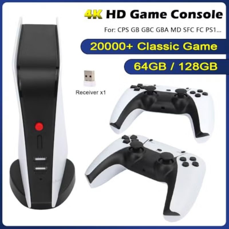 Retro TV Game Box Console with 2.4G Wireless Controllers & 4K HDMI 3