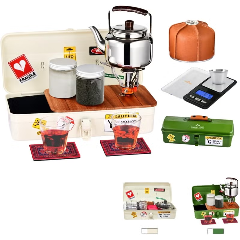 Tea Estate Outdoor Portable Tea Set Box with Kettle and Stove 3
