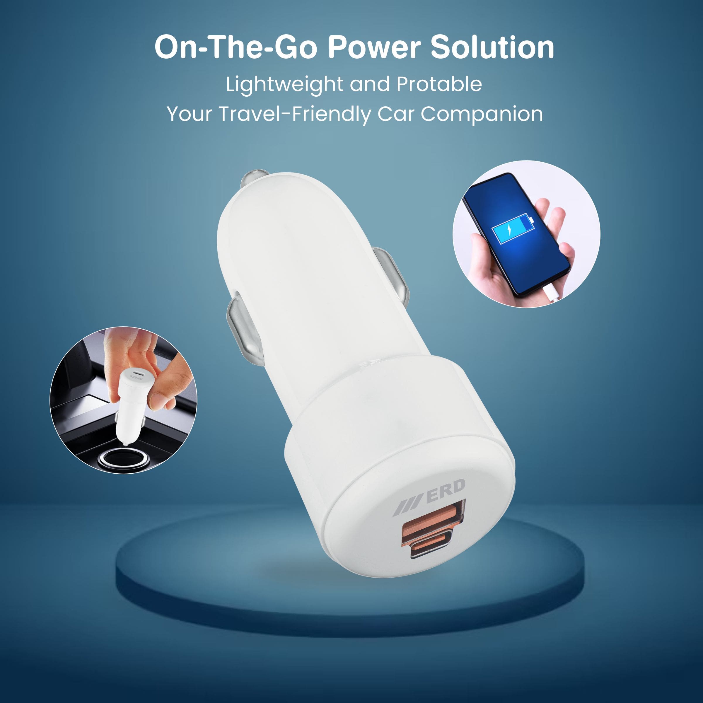 ERD CCE-616 USB A/C DUAL CHARGER WHT 25W 4