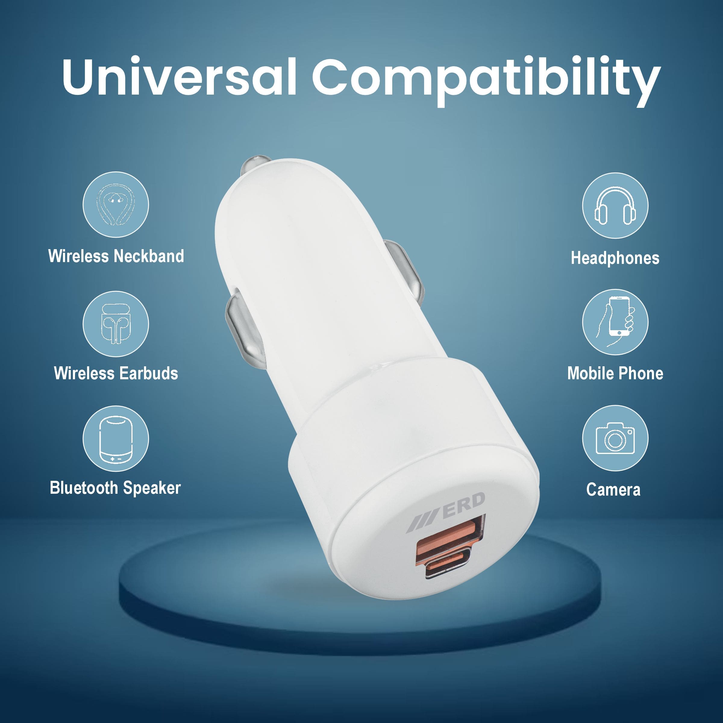 ERD CCE-616 USB A/C DUAL CHARGER WHT 25W 5