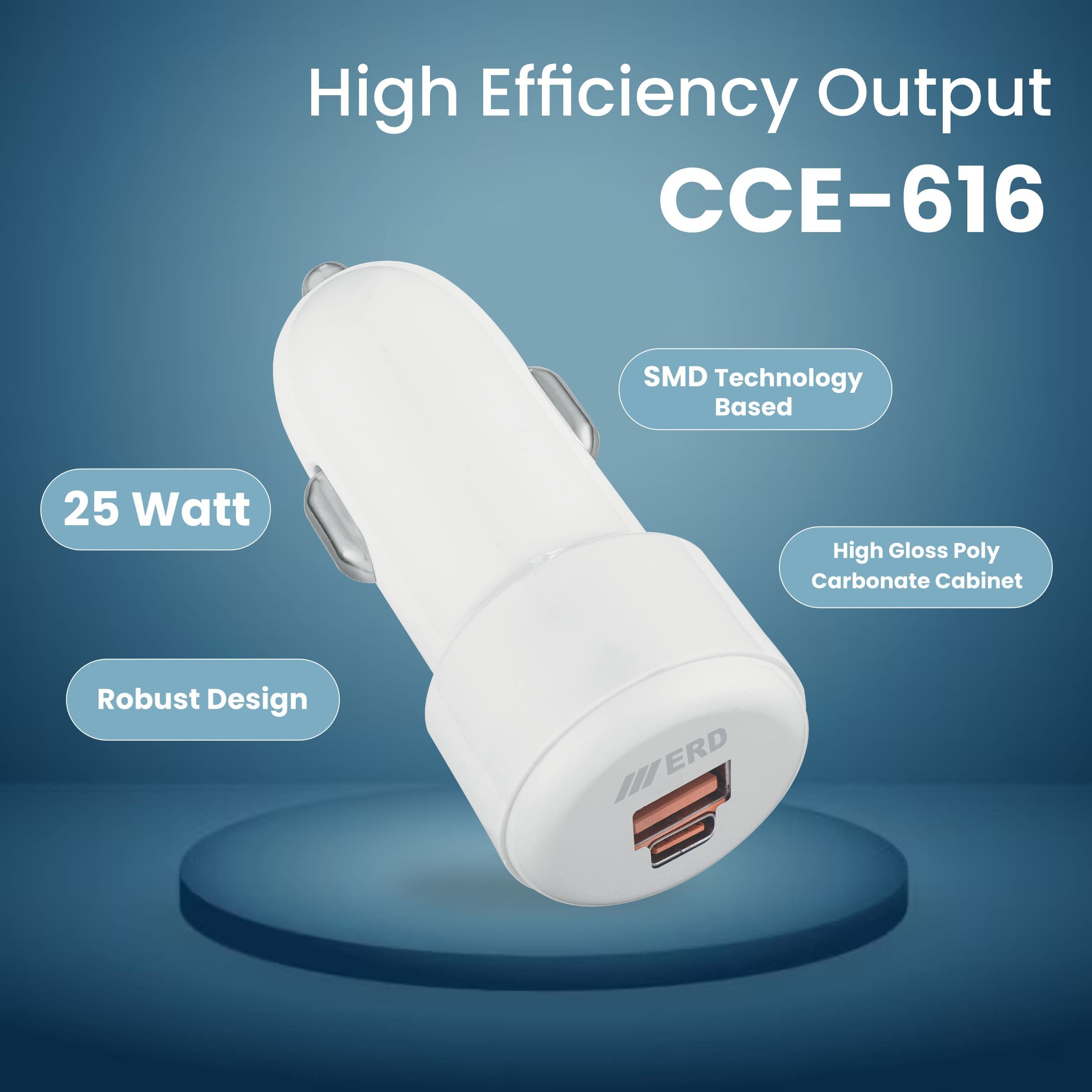 ERD CCE-616 USB A/C DUAL CHARGER WHT 25W 6