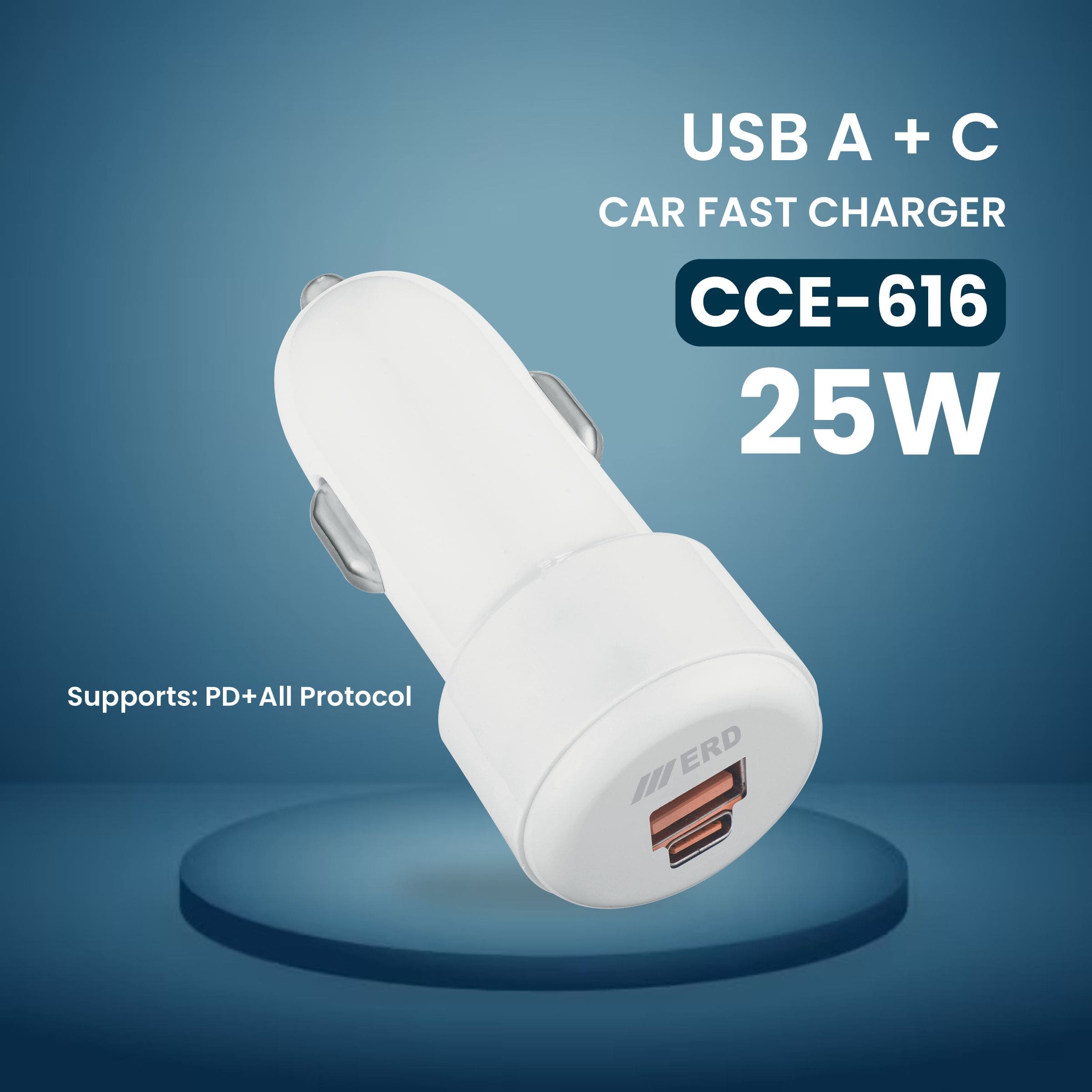 ERD CCE-616 USB A/C DUAL CHARGER WHT 25W 7