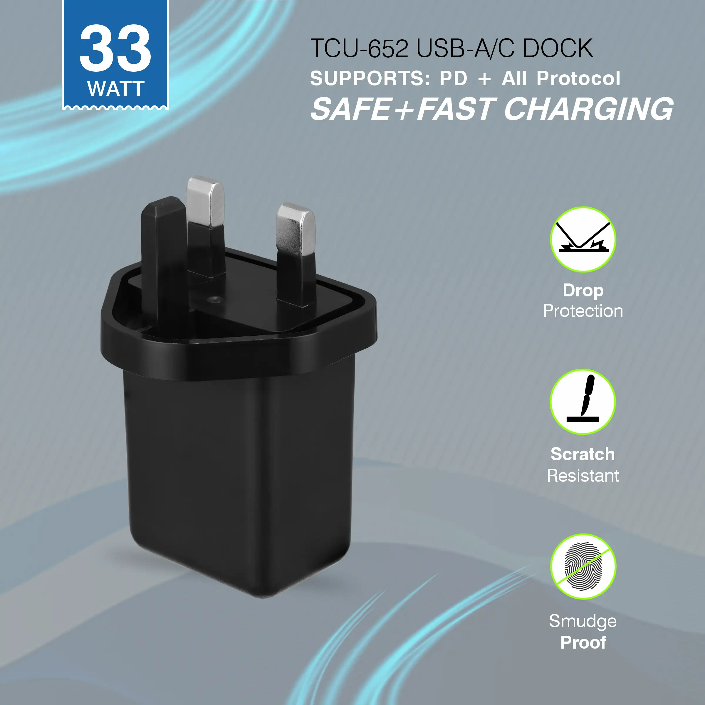 ERD TCU-652 USB A/C Dual Charger 33W Black 2