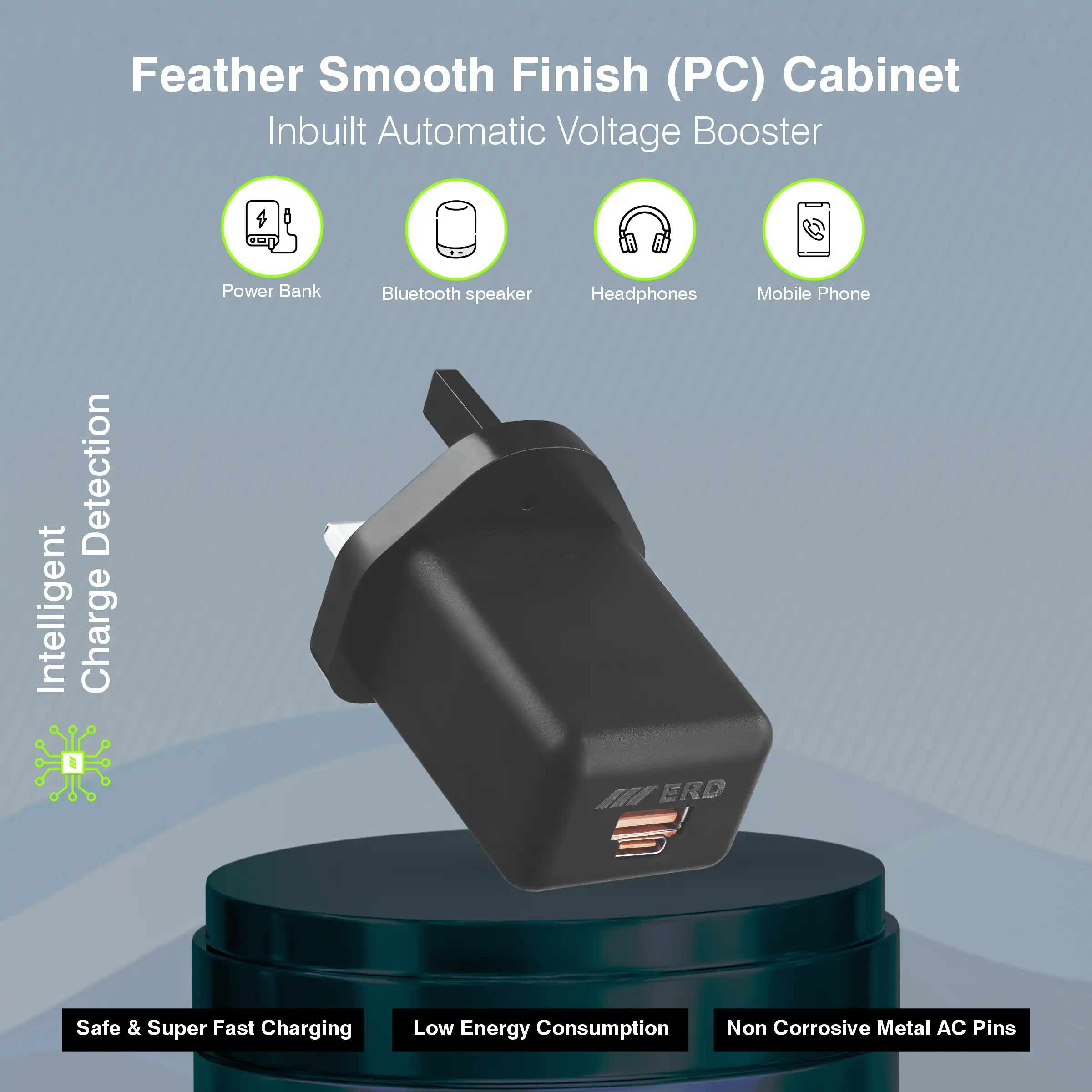 ERD TCU-652 USB A/C Dual Charger 33W Black 4