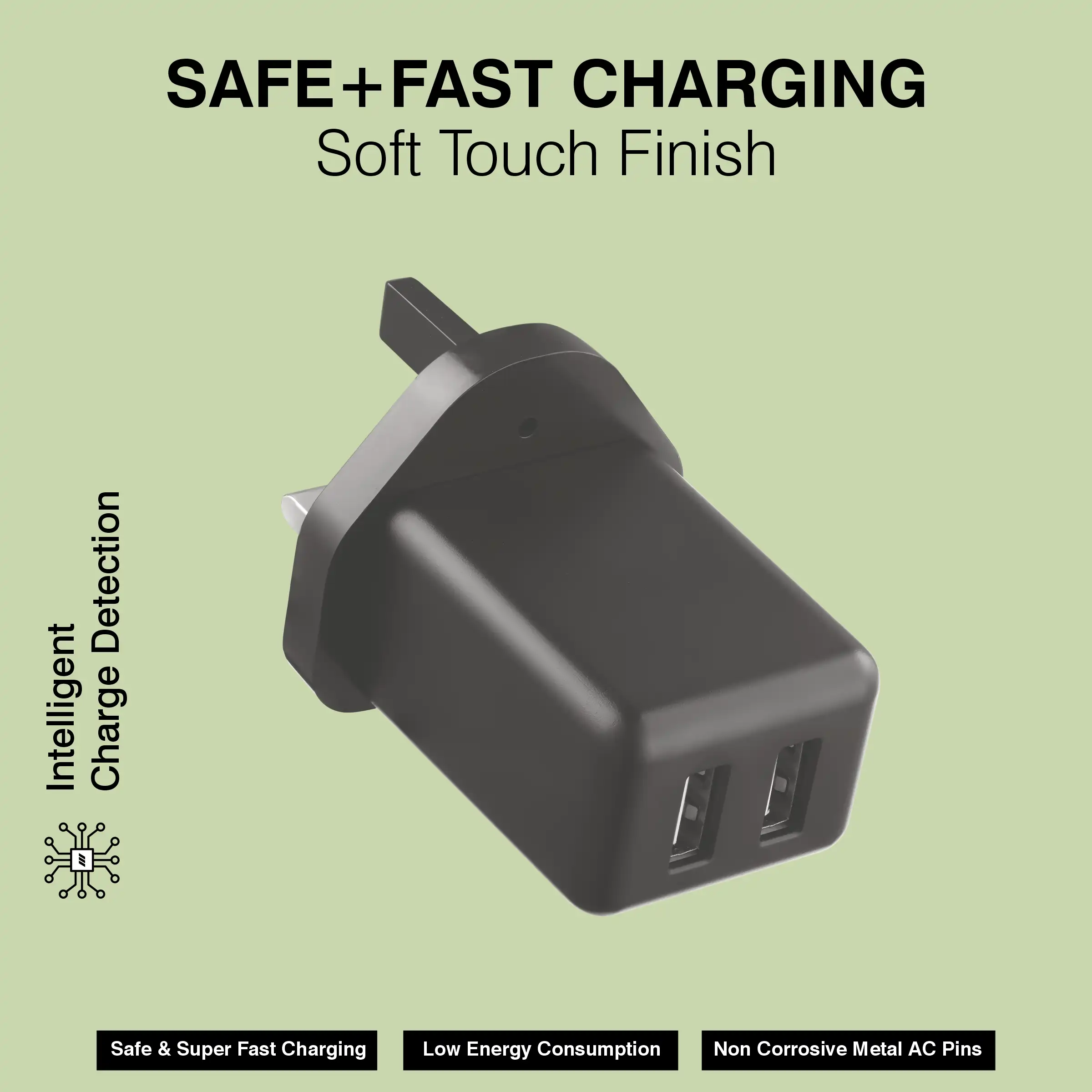 ERD TCU-673 USB A DUAL CHARGER BLK 15W 4