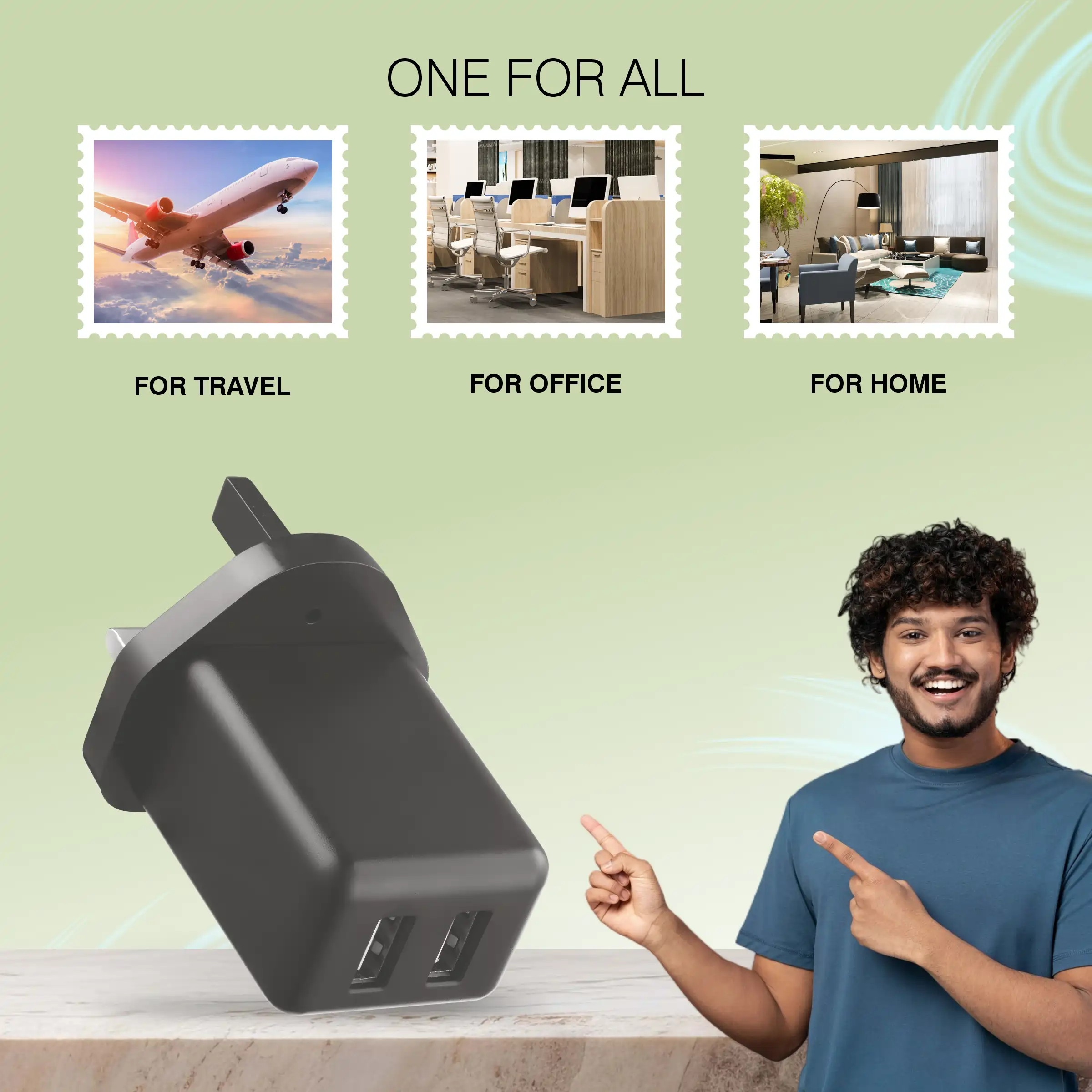 ERD TCU-673 USB A DUAL CHARGER BLK 15W 7