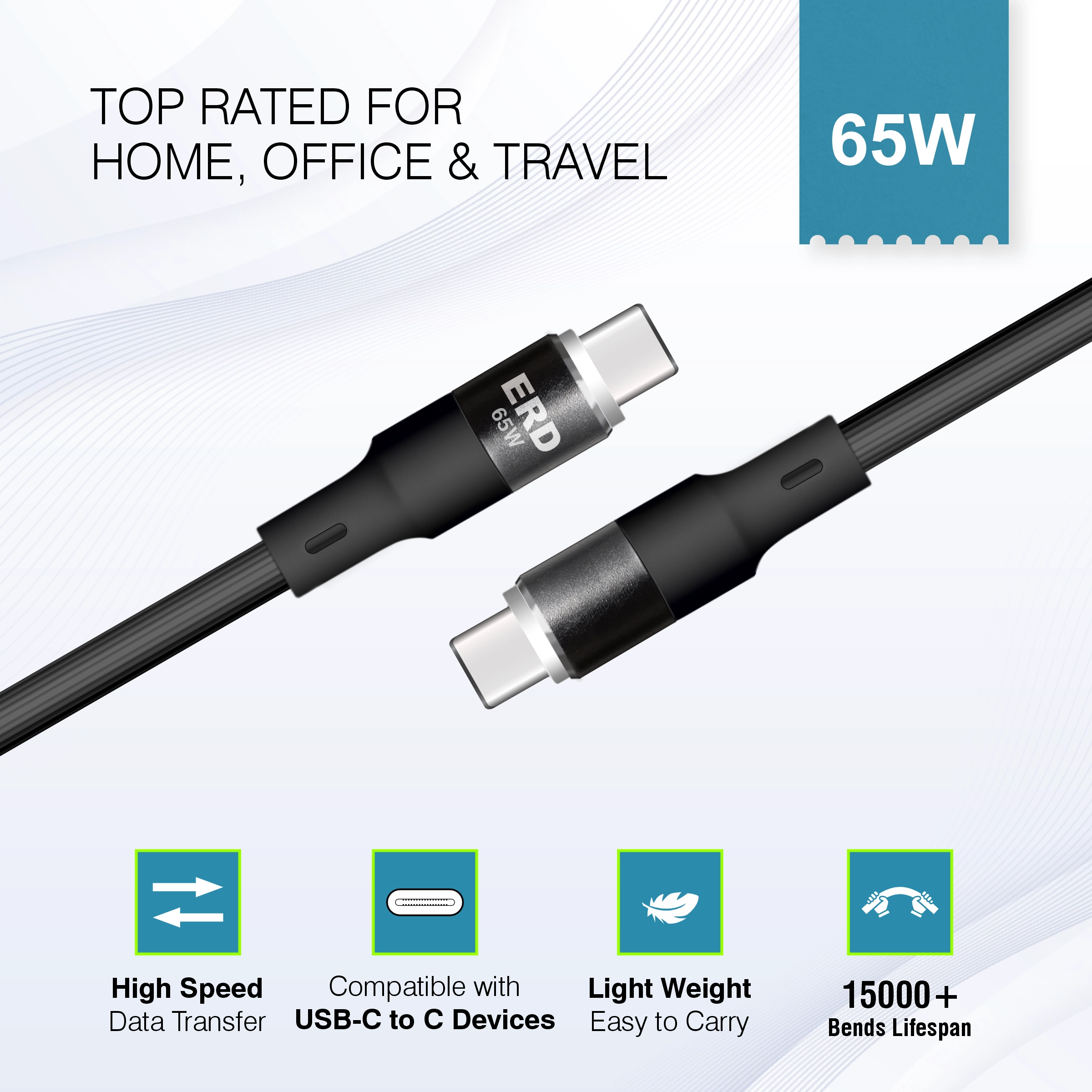 65W USB-C to USB-C Charging Cable 3