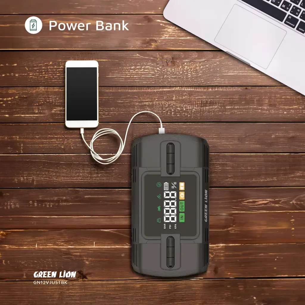 Green Lion 12V Jump Starter 12000 mAh Power Bank | Flash Light| Air Compressor 2