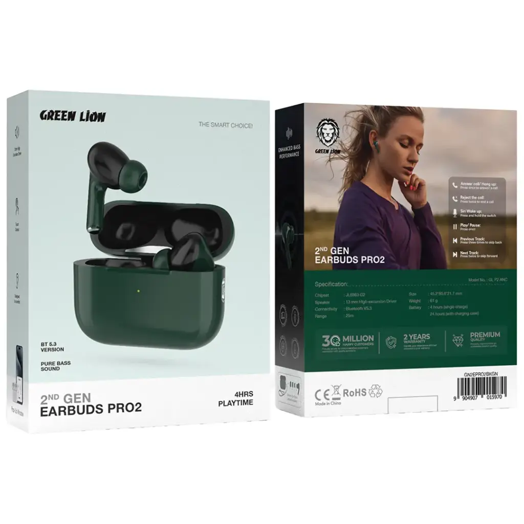 Green Lion 2nd Gen Earbuds Pro2 with ANC 2