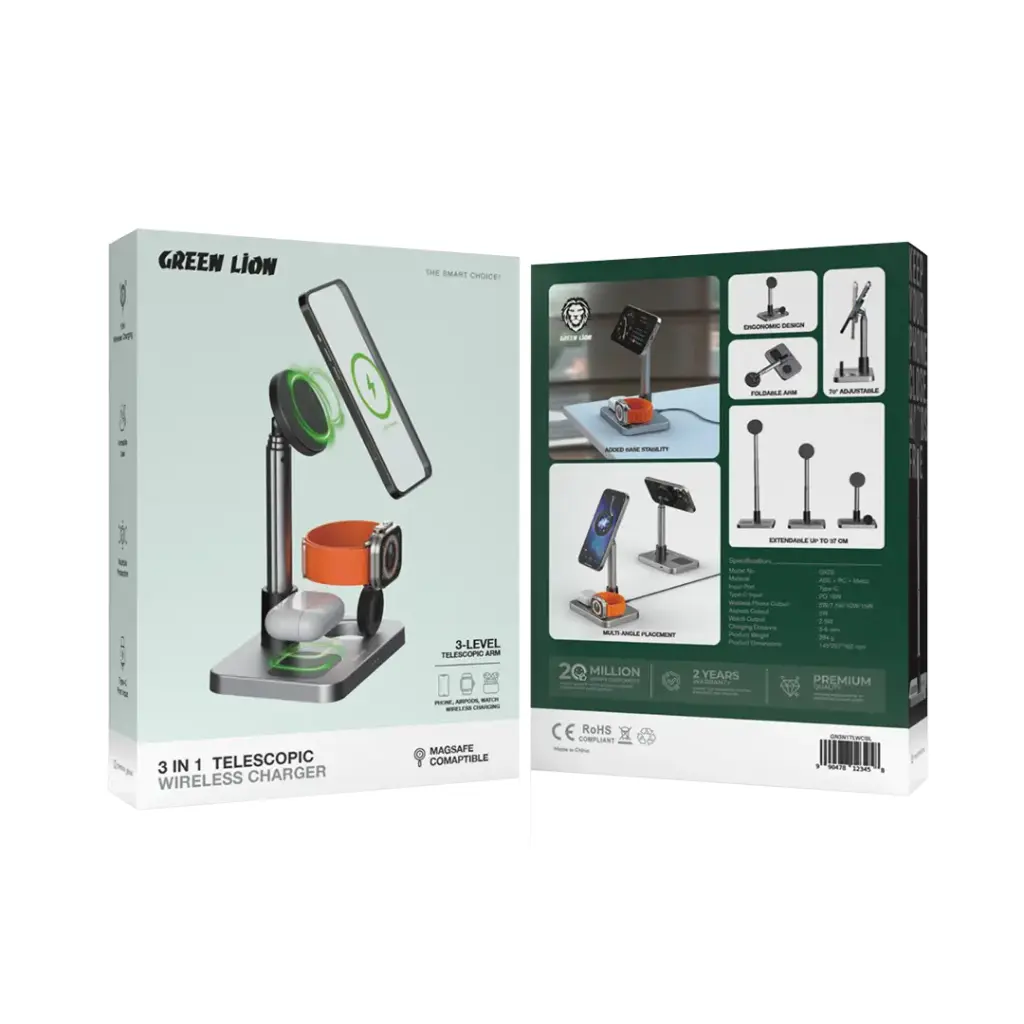 Green Lion 3 in 1 Telescopic Wireless Charger 2