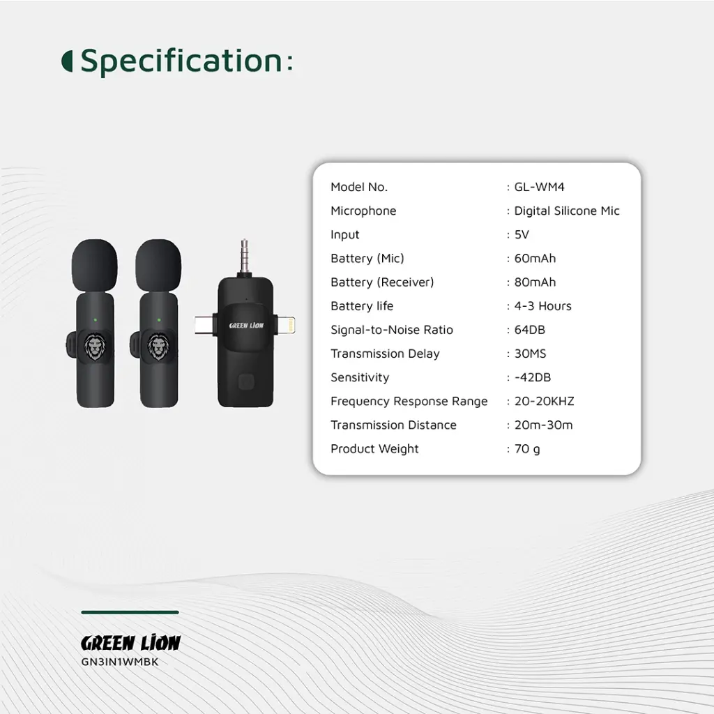 Green Lion 3 in1 Micro Phone Type C/Lightening/AUX 7