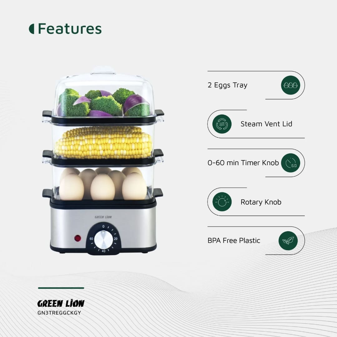 Green Lion 3-Tier Egg Cooker 500W 2