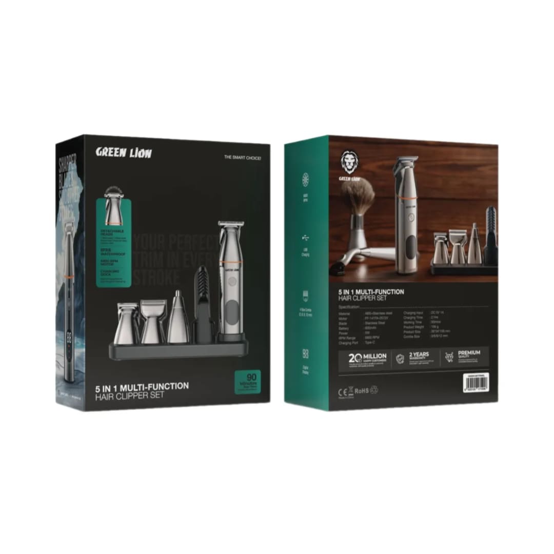 Green Lion 5 In 1 Multi-Function Hair Clipper Set 7