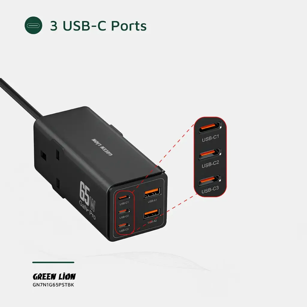 Green Lion 7 In 1 GaN 65W Power Strip 3