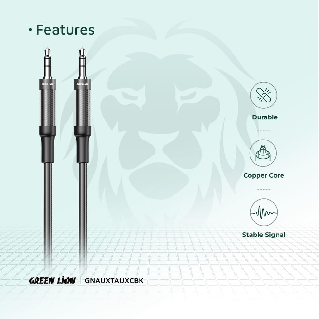 Green Lion AUX to AUX Braided Cable 1m 6