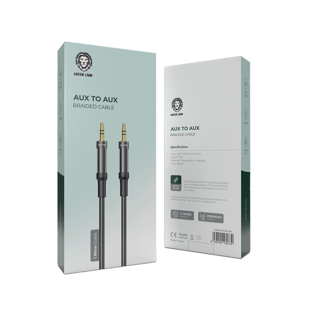 Green Lion AUX to AUX Braided Cable 1m 7