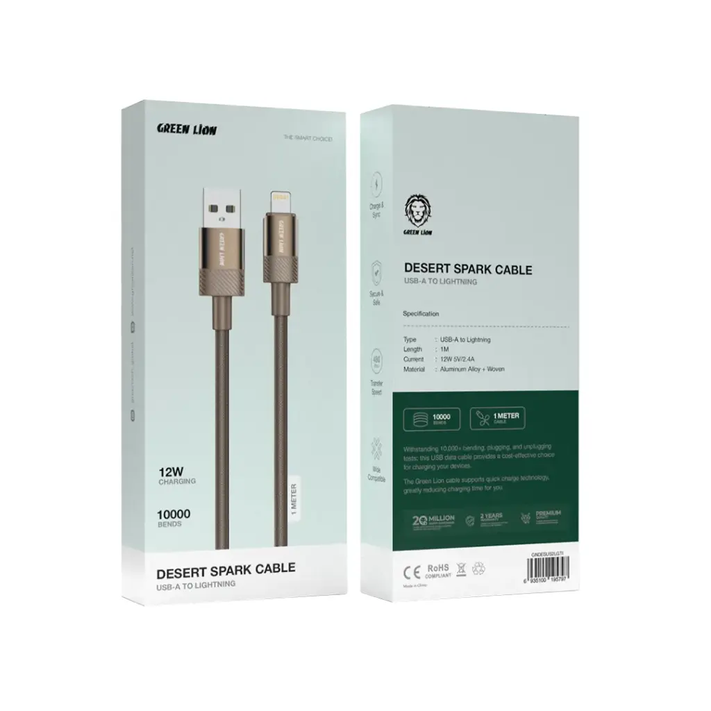 Green Lion Desert Spark USB-A to Lightning Cable 1M 12W 2