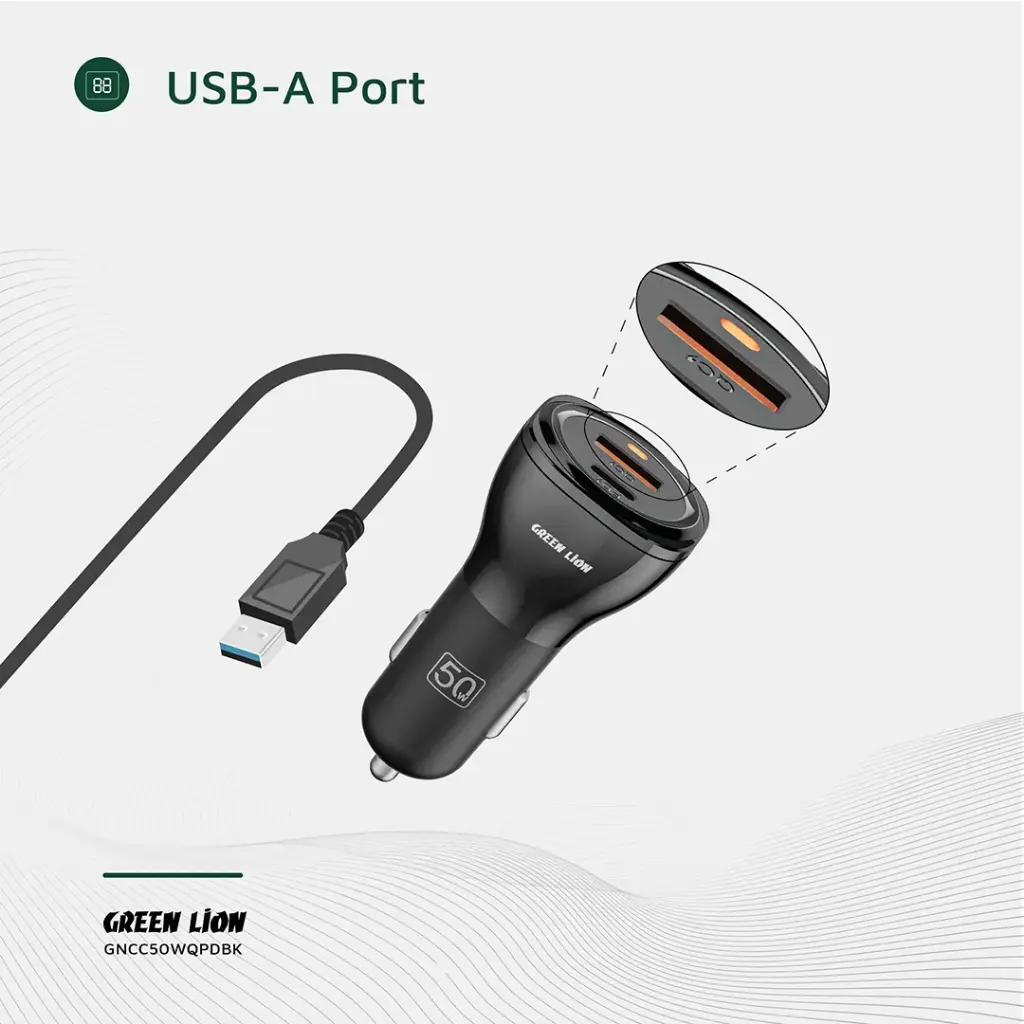 Green Lion Dual Port Car Charger 50W (PD 30W + QC 20W) 4