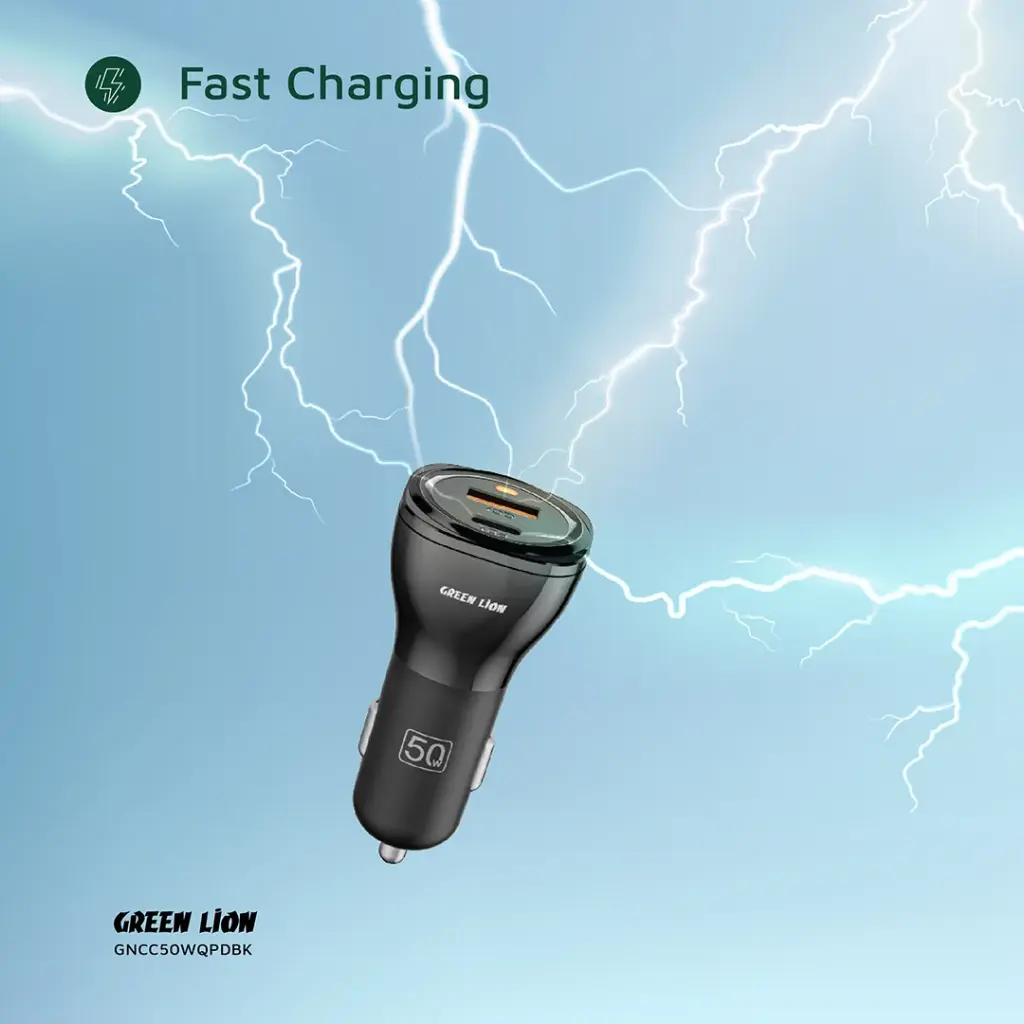 Green Lion Dual Port Car Charger 50W (PD 30W + QC 20W) 5