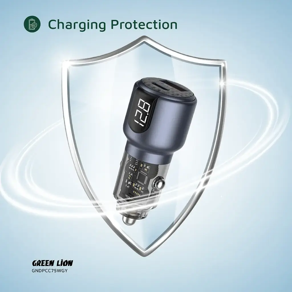 Green Lion Dual Port Car Charger PD+QC 75W 2