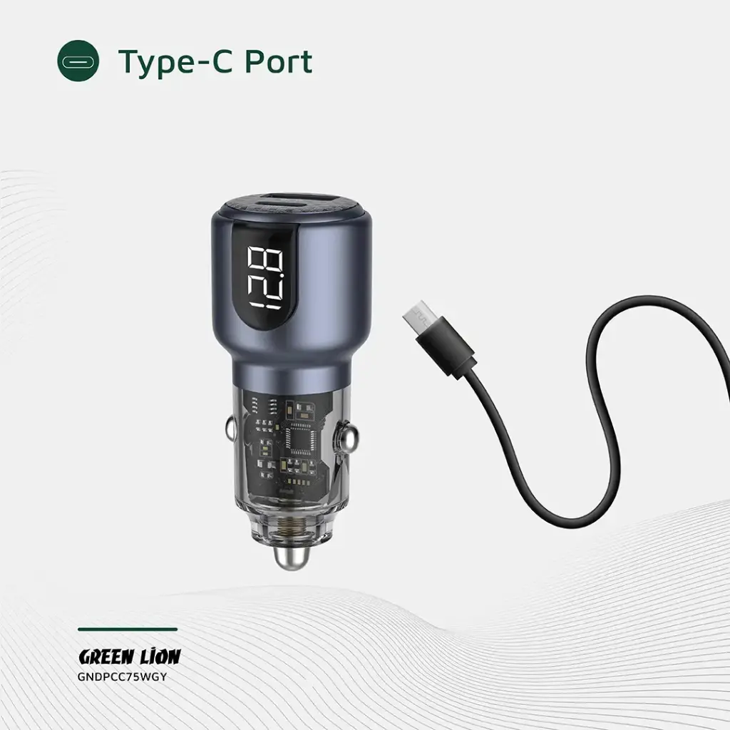 Green Lion Dual Port Car Charger PD+QC 75W 3