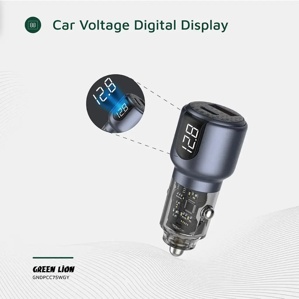 Green Lion Dual Port Car Charger PD+QC 75W 4