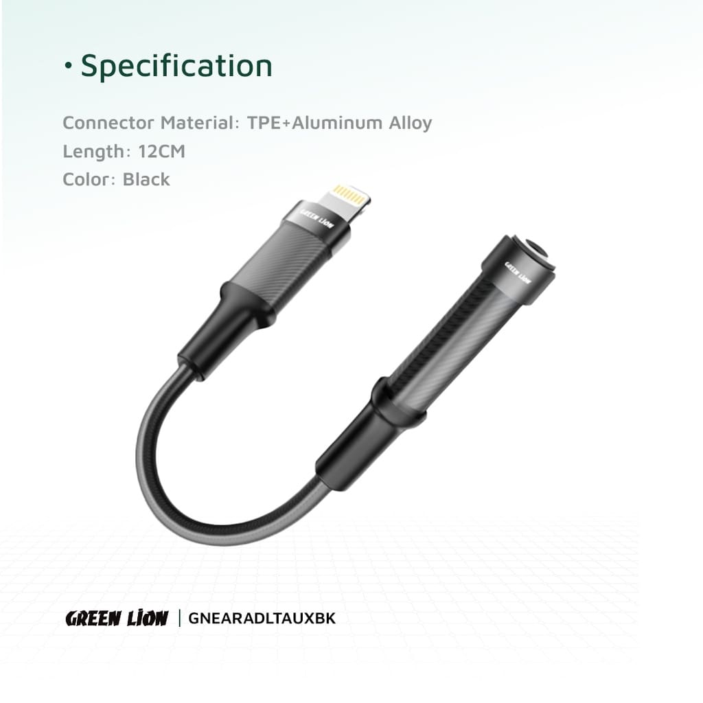 Green Lion Earphone Adapter (12cm) Lightning To 3.5 Audio jack 2