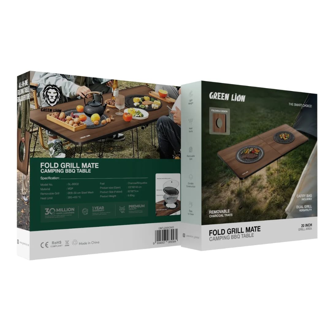 Green Lion Fold Grill Mate Camping BBQ Table 4