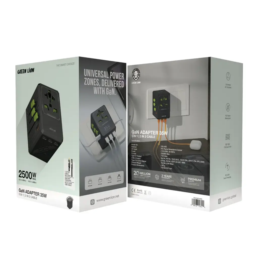 Green Lion GaN Adapter 35W 6 in 1 and 2 in 2 Cable 2