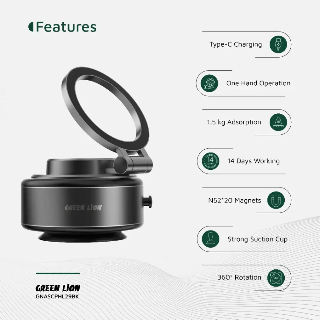 Green Lion GX-29 Auto Suction Phone Holder 5