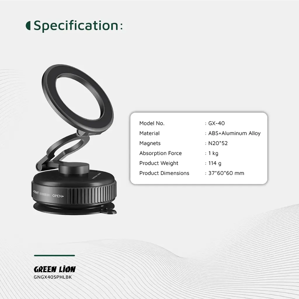 Green Lion GX-40 MagSafe Suction Phone Holder 7