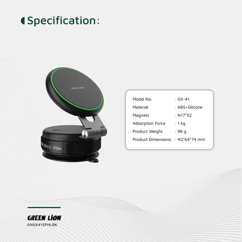 Green Lion GX-41 MagSafe Suction Phone Holder 7