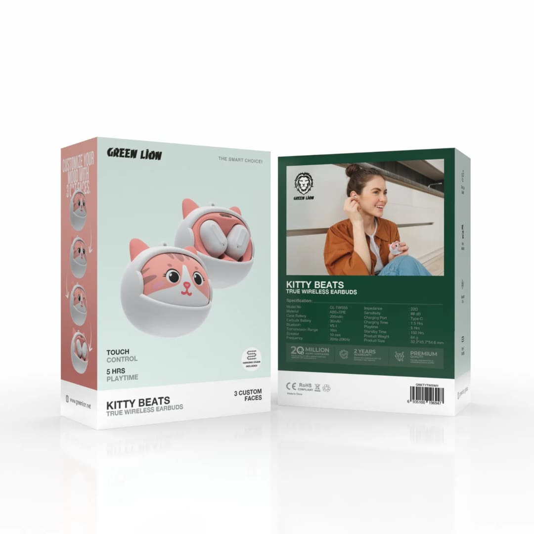 Green Lion Kitty Beats True Wireless Earbuds 3