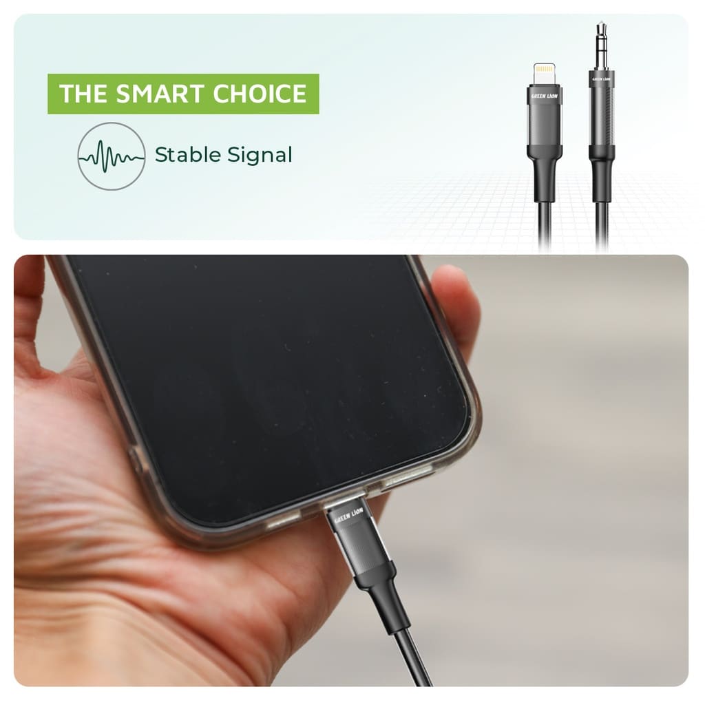 Green Lion Lightning To AUX Braided Cable(1m) 2
