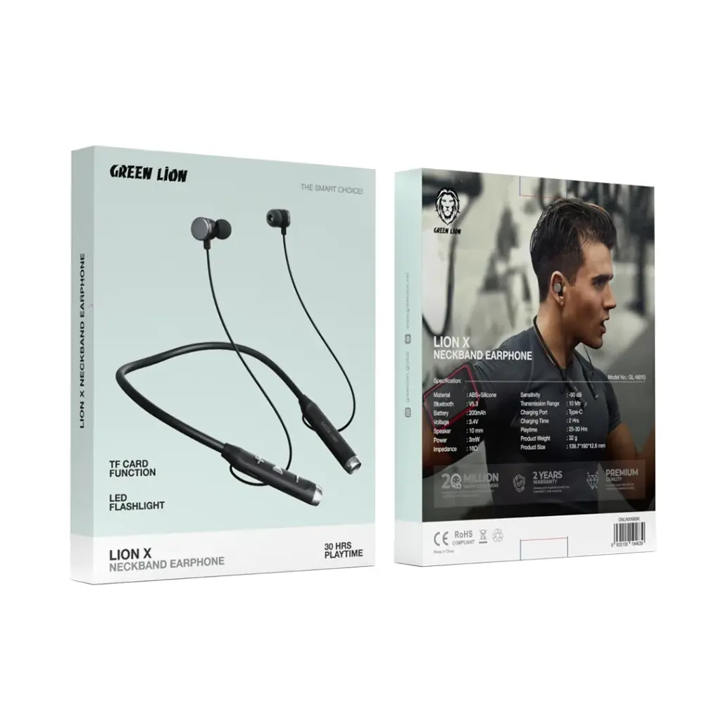 Green Lion Lion X Neckband Earphone with TF Card &amp; Flashlight 2