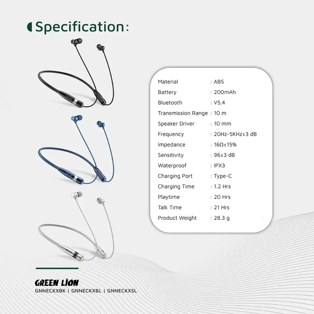 Green Lion Neck X Wireless Neckband 7