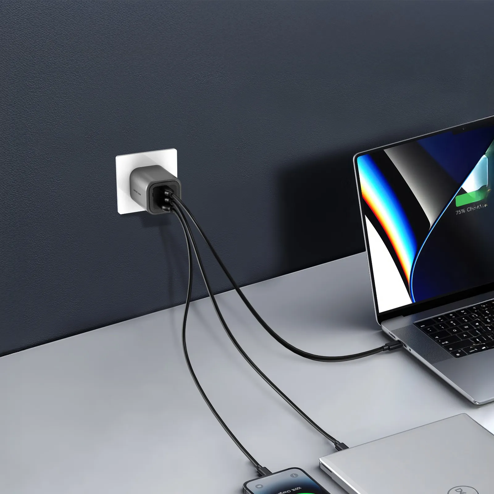 Green Lion Premium Series Foldable Wall Charger UK Plug PD 65W 3