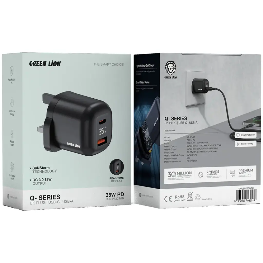 Green Lion Q-Series UK Plug GaN Charger PD35W 2