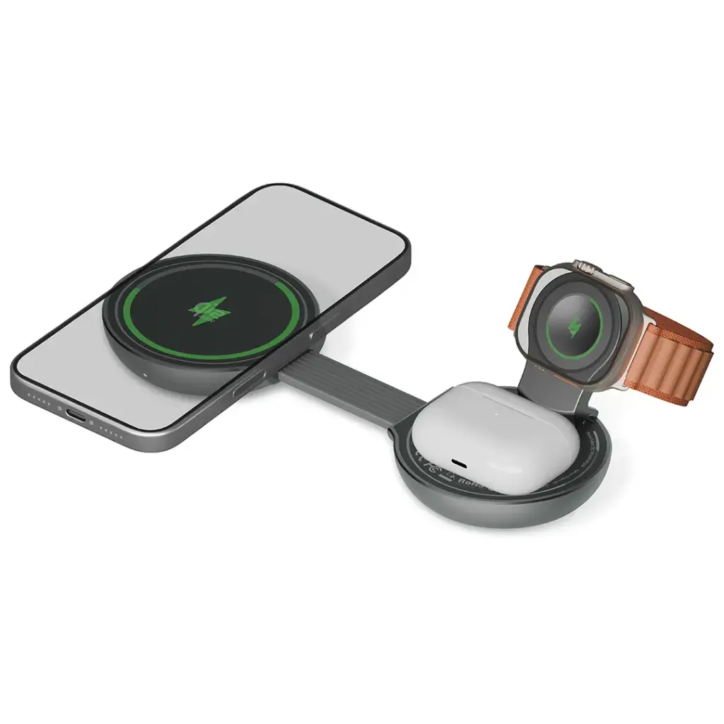Green Lion Qi2.2 Tri-Charge Foldable Magnetic Wireless Charger 25W 4