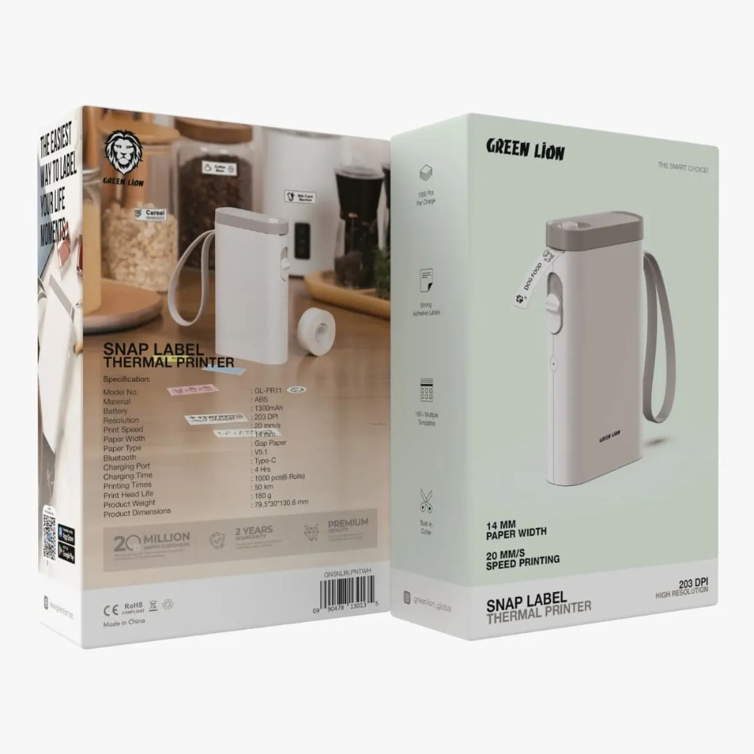 Green Lion Snap Label Thermal Printer 14mm with Bluetooth & Built-In Cutter 4