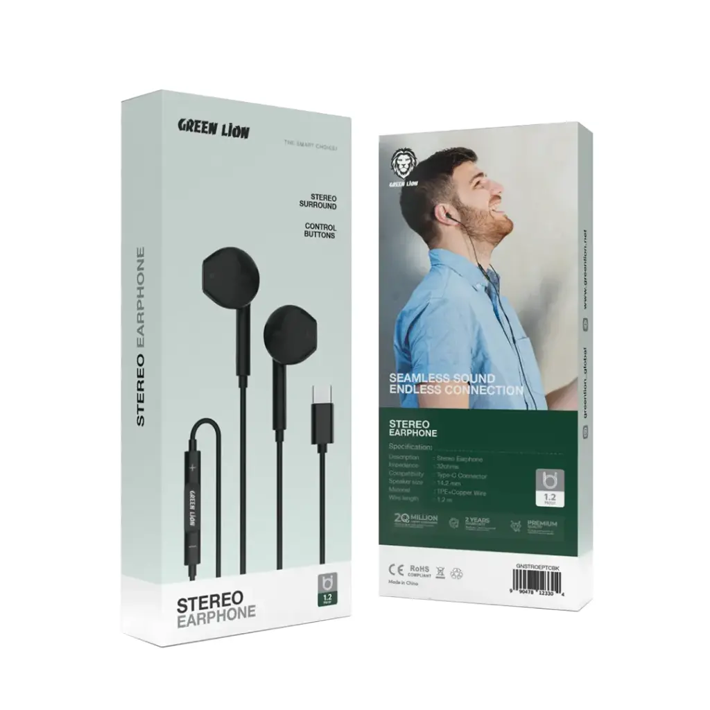 Green Lion Stereo Earphone With Type-C Connector 2