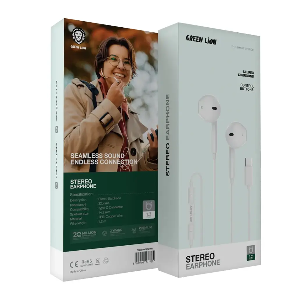 Green Lion Stereo Earphone With Type-C Connector 2
