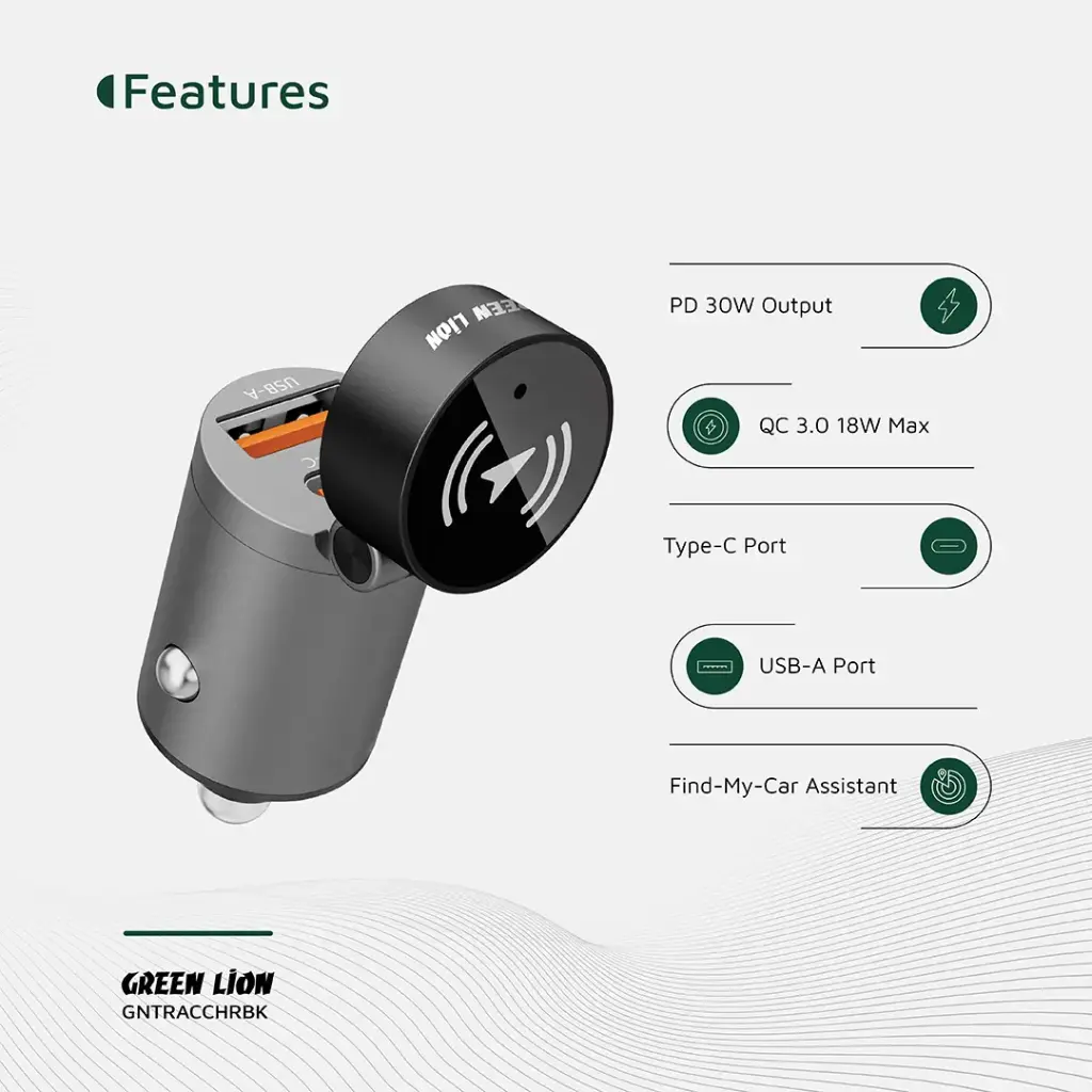 Green Lion Tracker Dual Port Car Charger 5
